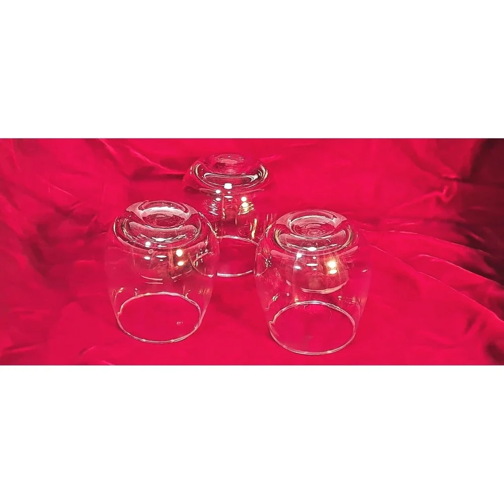 Set of 3 Stemless Wine Glasses Clear Glass Tumblers Modern Barware 15oz